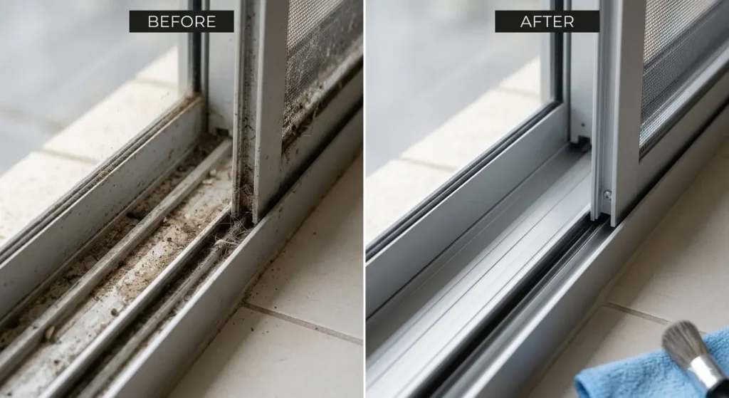 window tracks cleaning Brisbane removing dirt and grime from tracks