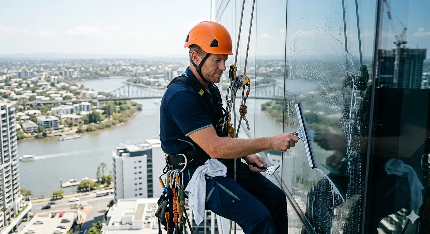high rise window cleaning Brisbane - safe access and streak-free glass